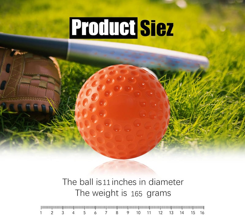 POPFRO Dimpled Softballs, 12 Pack - 11-Inch Pitching Machine Softballs for Hitting and Fielding Practice - Image 3